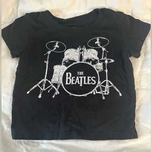 The Beatles Black Kids Tee with Drum Set Graphic